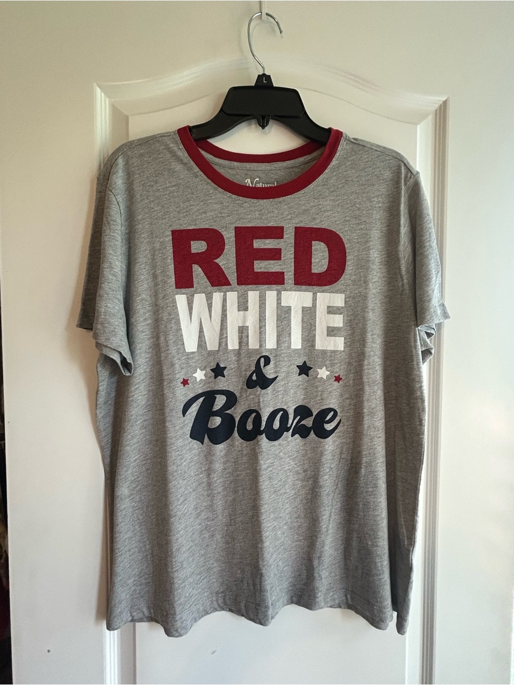Natural Reflections Grey Short-Sleeve 'Red White & Booze' Graphic Tee